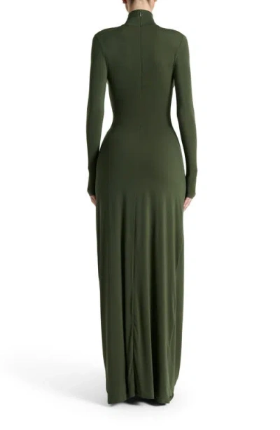 Naked Wardrobe Cutout Tie Front Long Sleeve Maxi Dress In Green