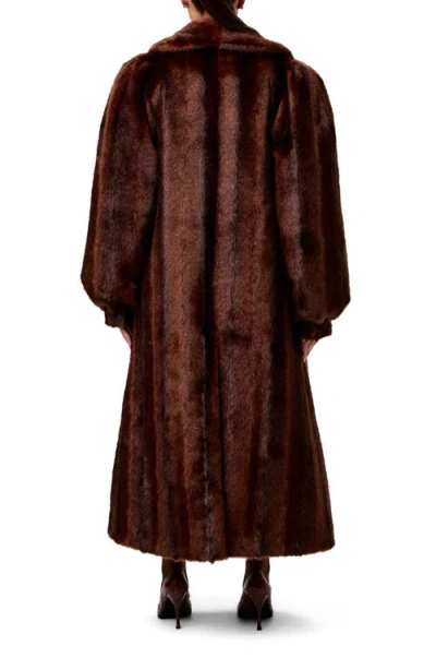 Naked Wardrobe Longline Faux Fur Coat In Brown