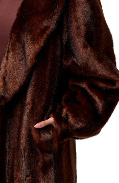 Naked Wardrobe Longline Faux Fur Coat In Brown