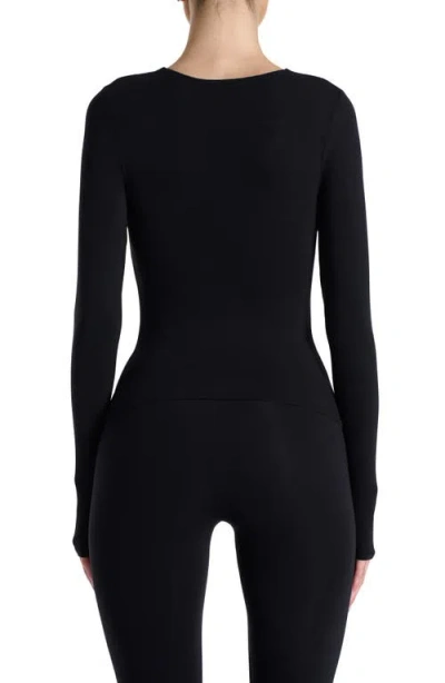 Naked Wardrobe Long Sleeve Crewneck Top In Black