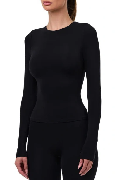 Naked Wardrobe Long Sleeve Crewneck Top In Black
