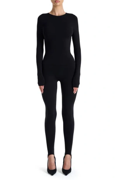 Naked Wardrobe Long Sleeve Crewneck Top In Black