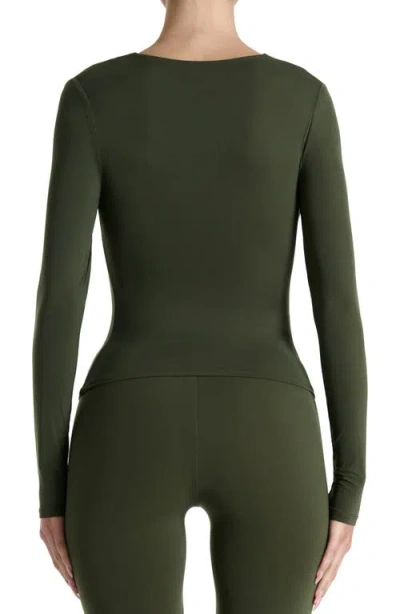 Naked Wardrobe Long Sleeve Crewneck Top In Green