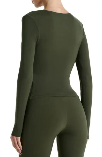 Naked Wardrobe Long Sleeve Crewneck Top In Green
