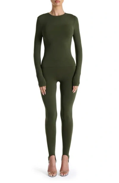 Naked Wardrobe Long Sleeve Crewneck Top In Green