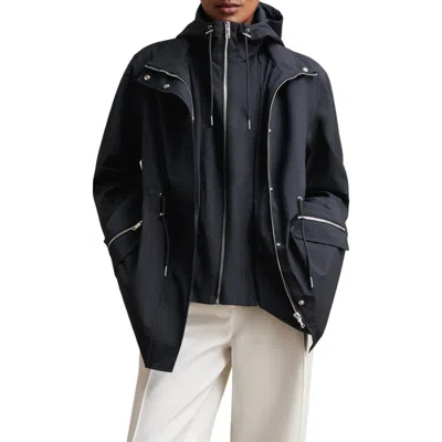 Reiss Tia Jacket With Hooded Bib In Blue