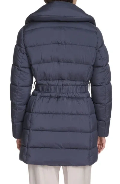 Kenneth Cole New York Water Resistant Pillow Collar Puffer Coat In Blue