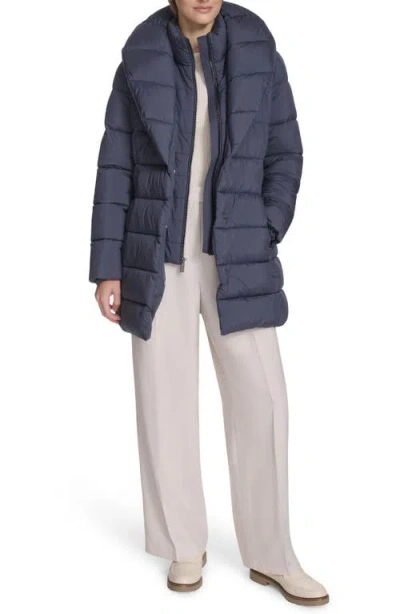 Kenneth Cole New York Water Resistant Pillow Collar Puffer Coat In Blue
