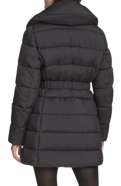 Kenneth Cole New York Water Resistant Pillow Collar Puffer Coat In Black
