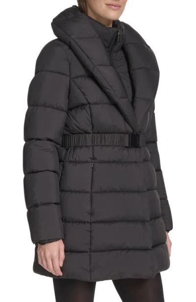 Kenneth Cole New York Water Resistant Pillow Collar Puffer Coat In Black