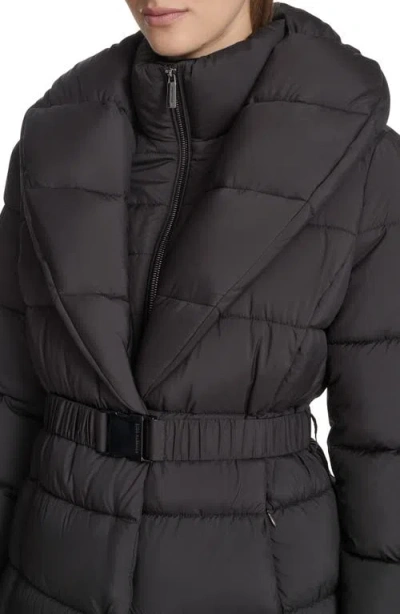 Kenneth Cole New York Water Resistant Pillow Collar Puffer Coat In Black
