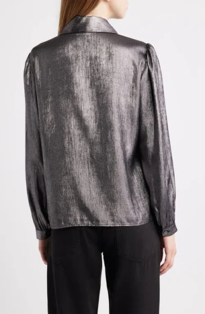 Frame The Shiny Staple Blouse In Gray