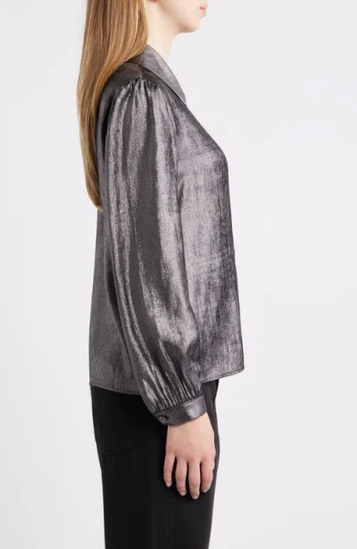 Frame The Shiny Staple Blouse In Gray