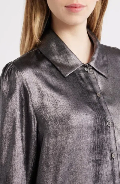 Frame The Shiny Staple Blouse In Gray