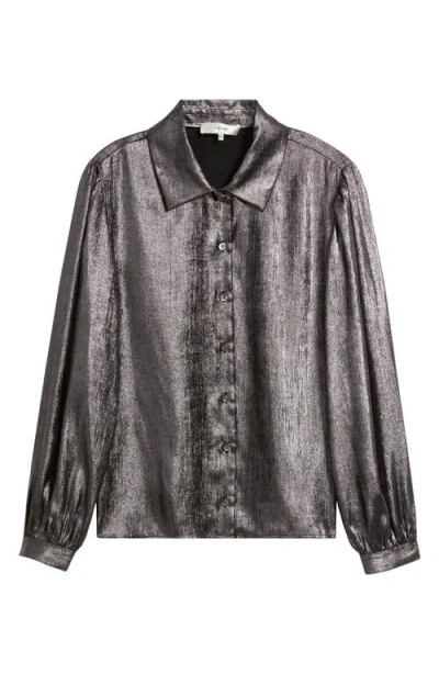 Frame The Shiny Staple Blouse In Gray