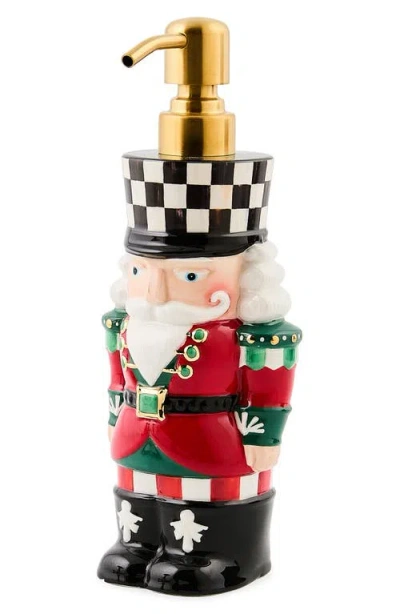 Mackenzie-childs Mackenzie Childs Check It Out Ceramic Nutcracker Soap Dispenser In Multi