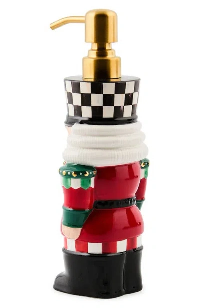 Mackenzie-childs Mackenzie Childs Check It Out Ceramic Nutcracker Soap Dispenser In Multi