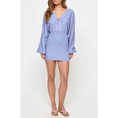 L*space Lspace Deia Long Sleeve Cover-up Minidress In Blue