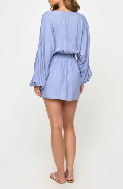 L*space Lspace Deia Long Sleeve Cover-up Minidress In Blue
