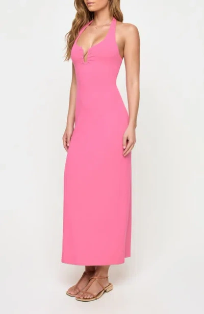 L*space Lspace La Femme Cover-up Halter Maxi Dress In Animal Print