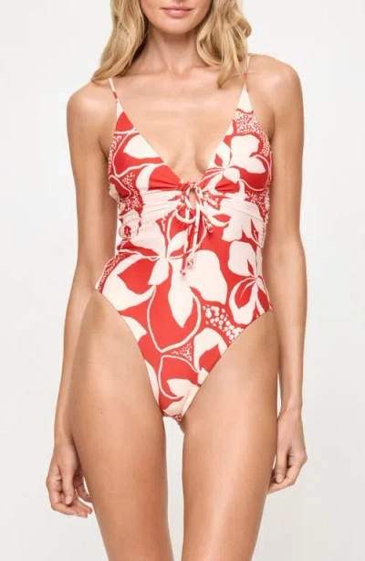 L*space Lspace Piper Classic Keyhole One-piece Swimsuit In Red