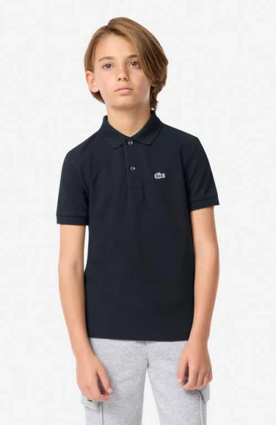Lacoste Boys Petit Pique Polo Shirt In Black