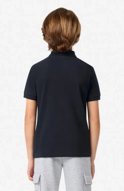 Lacoste Boys Petit Pique Polo Shirt In Black