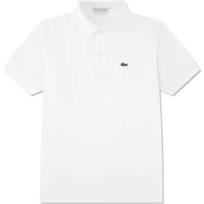 Lacoste Kids' Logo-embroidered Short-sleeved Polo Shirt In White