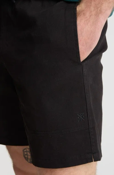 Roark Made To Fade Stretch Cotton Drawstring Shorts In Black