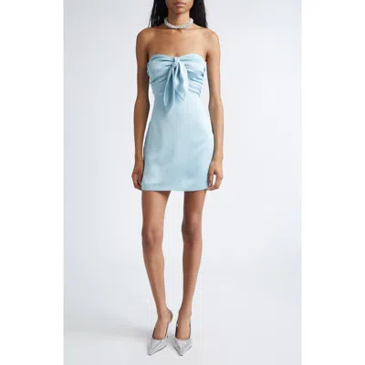 Ramy Brook Orion Satin Bodice Strapless Minidress In Blue