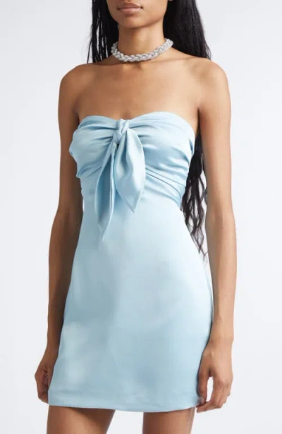 Ramy Brook Orion Satin Bodice Strapless Minidress In Blue