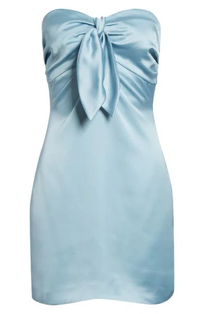 Ramy Brook Orion Satin Bodice Strapless Minidress In Blue