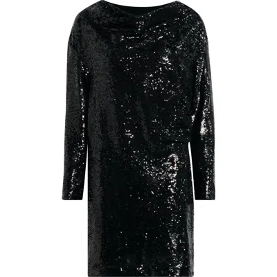 Hugo Boss Boss Ebiba Sequin Long Sleeve Dress In Black