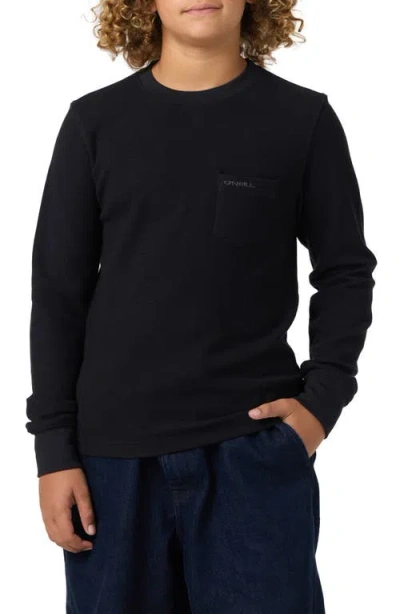 O'neill Kids' Overland Cotton Thermal T-shirt In Black