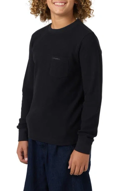 O'neill Kids' Overland Cotton Thermal T-shirt In Black