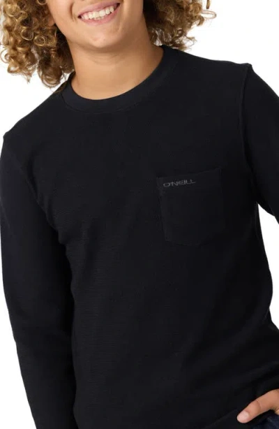 O'neill Kids' Overland Cotton Thermal T-shirt In Black