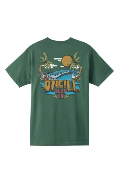 O'neill Kids' Chillin' Bones Cotton Graphic T-shirt In Green