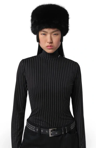 Apparis Margot Sable Faux Fur Pillbox Hat In Black