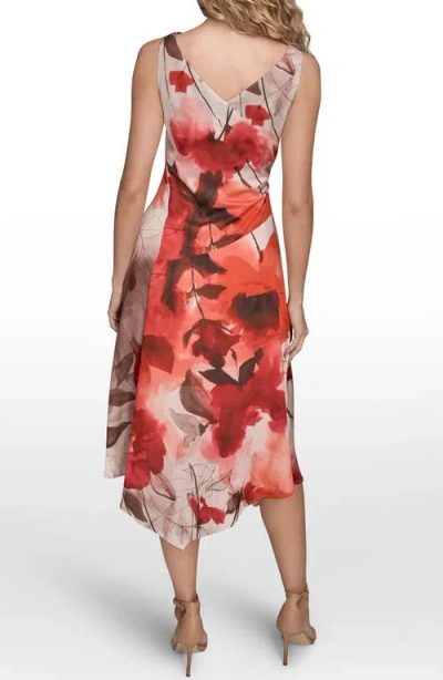 Donna Karan New York Floral Satin Dress In Multi