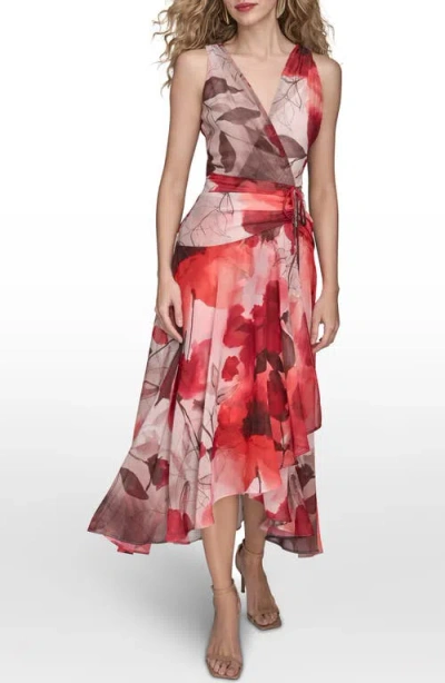 Donna Karan New York Floral Satin Dress In Multi
