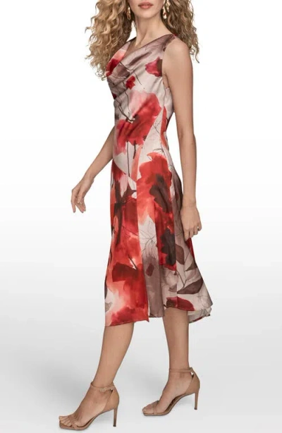 Donna Karan New York Floral Satin Dress In Multi