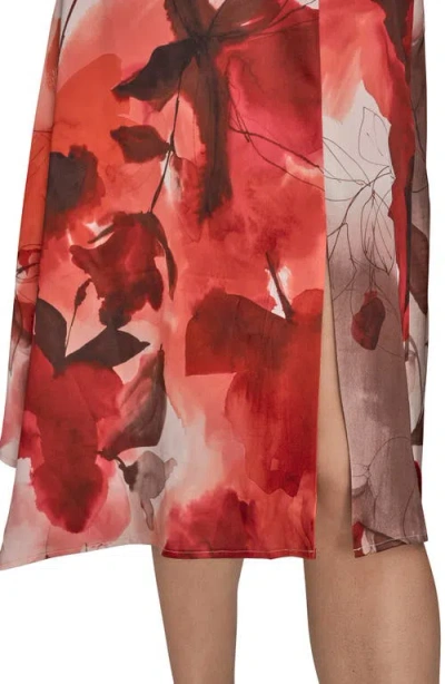 Donna Karan New York Floral Satin Dress In Multi