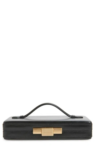 Victoria Beckham Leather Top Handle Box Clutch In Black