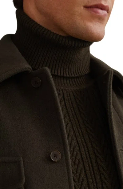 Reiss Liam Long Sleeve Button Front Overshirt In Green