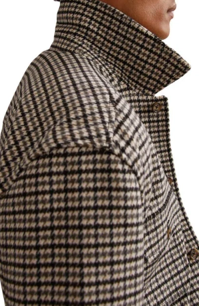 Reiss Grey Liam Houndstooth Wool-blend Houndstooth-check Overshirt In Gray