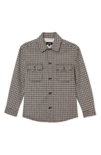Reiss Grey Liam Houndstooth Wool-blend Houndstooth-check Overshirt In Gray