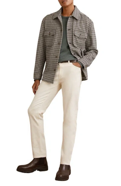 Reiss Grey Liam Houndstooth Wool-blend Houndstooth-check Overshirt In Gray