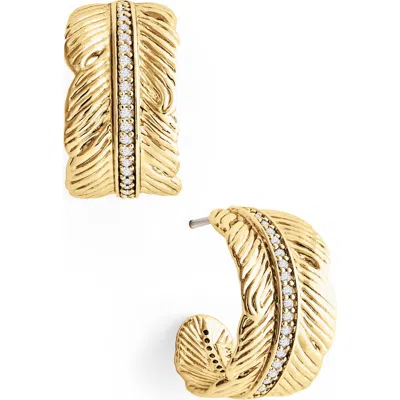 Anabel Aram Jewelry Feather Small Hoop Earrings In Multi