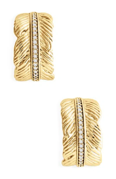 Anabel Aram Jewelry Feather Small Hoop Earrings In Multi