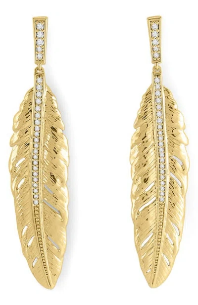 Anabel Aram Jewelry Feather Drop Earrings In Gold